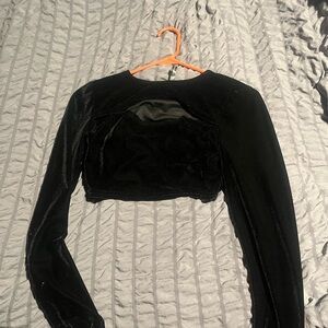 Stylish Black Velvet Crop Top